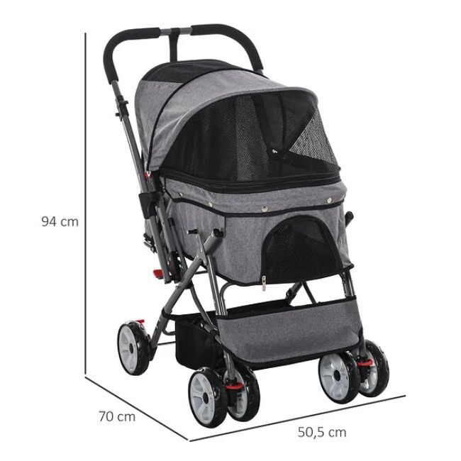 Livrenpoche : Poussette buggy pliable pour chien chat panier et sac de rang Pawhut -  - Divers