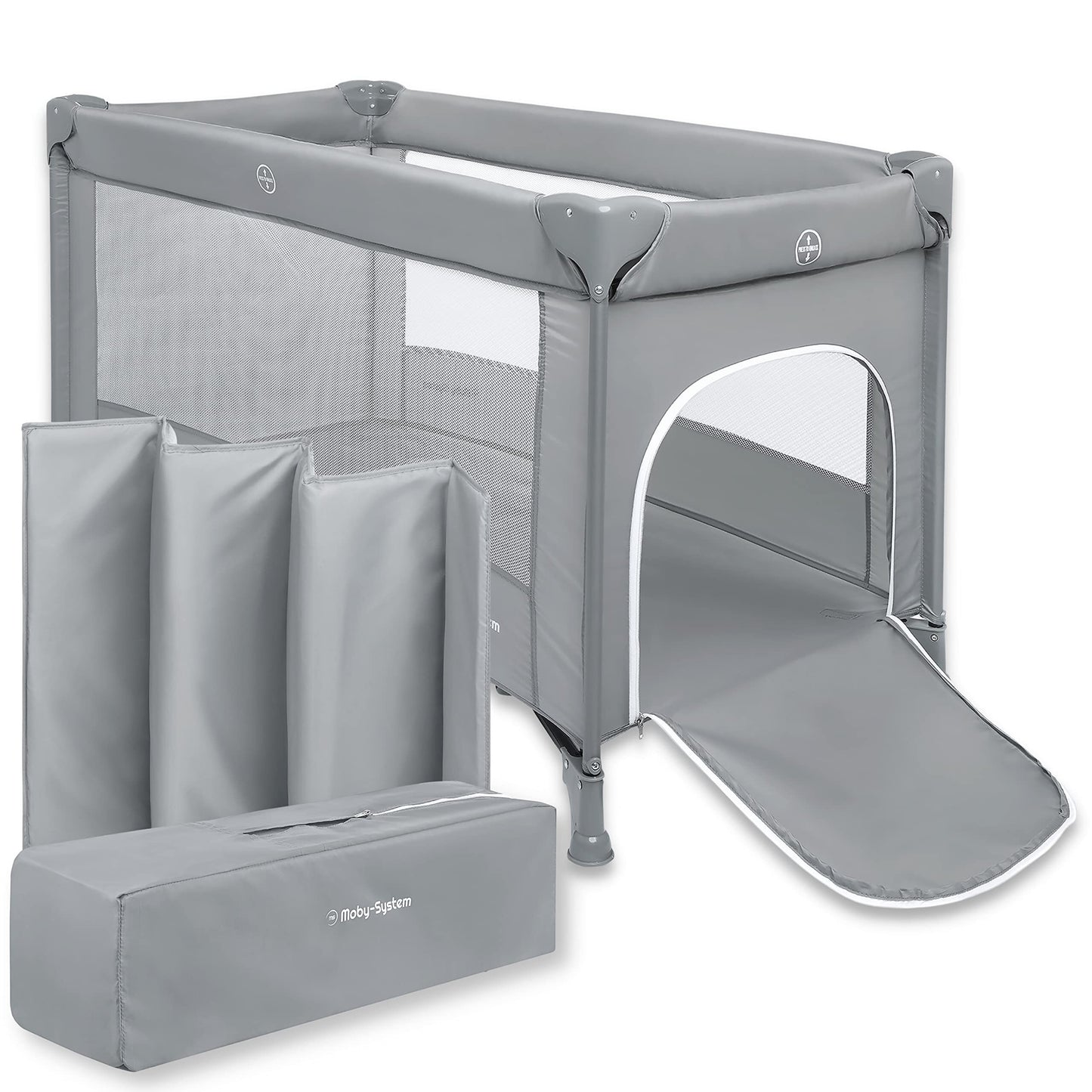 Livrenpoche : Lit Bébé 2 en 1 Parc Bébé & Lit Parapluie Pliable Moby-System -  - Divers