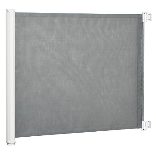 Livrenpoche : Pawhut barrière de sécurité barrière animaux rétractable automatique 1,15l x 0,83h m teslin métal gris -  - Divers