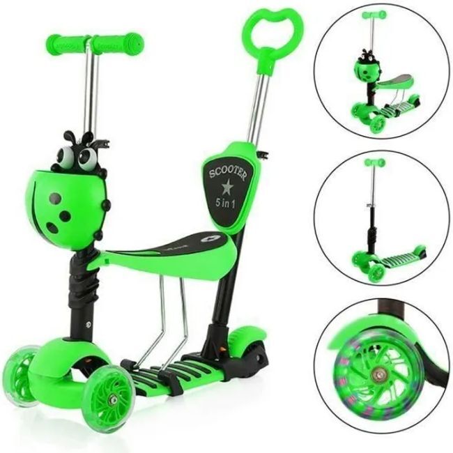 Livrenpoche : Trottinette Scooter à 3 Roues Vert avec Roues à LED Scooter -  - Divers