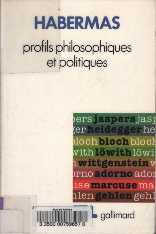 Profils philosophiques et politiques - Jürgen Habermas - Livre