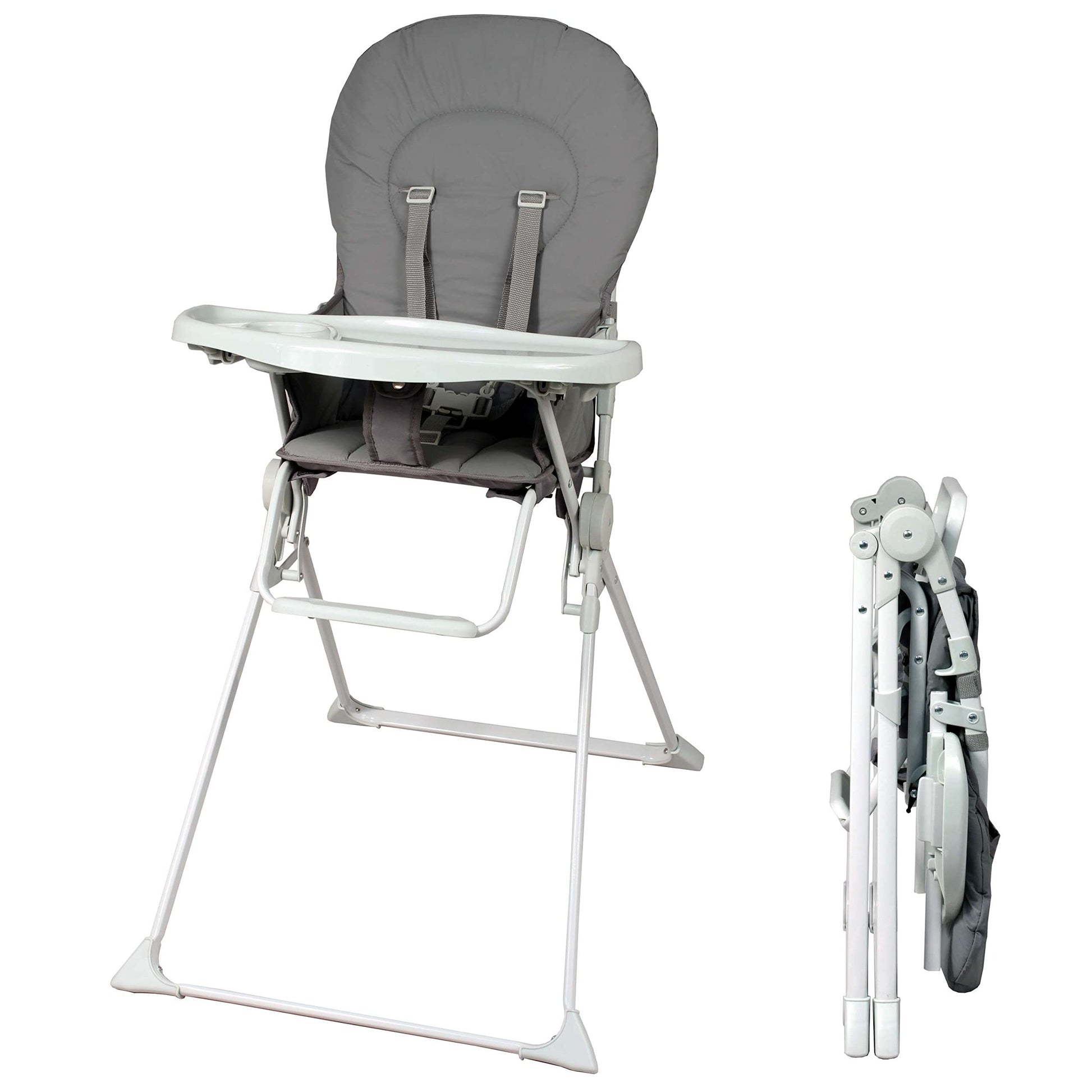 Livrenpoche : chaise haute bébé pliable fixe Bambisol | ultra compacte et légère, tablette amovible réglable | grise -  - Divers