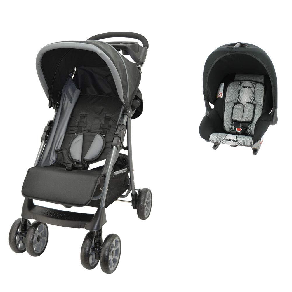 Poussette Combinée Champion + Siège Auto Babyride Groupe 0+ Nania pop black -  - Divers