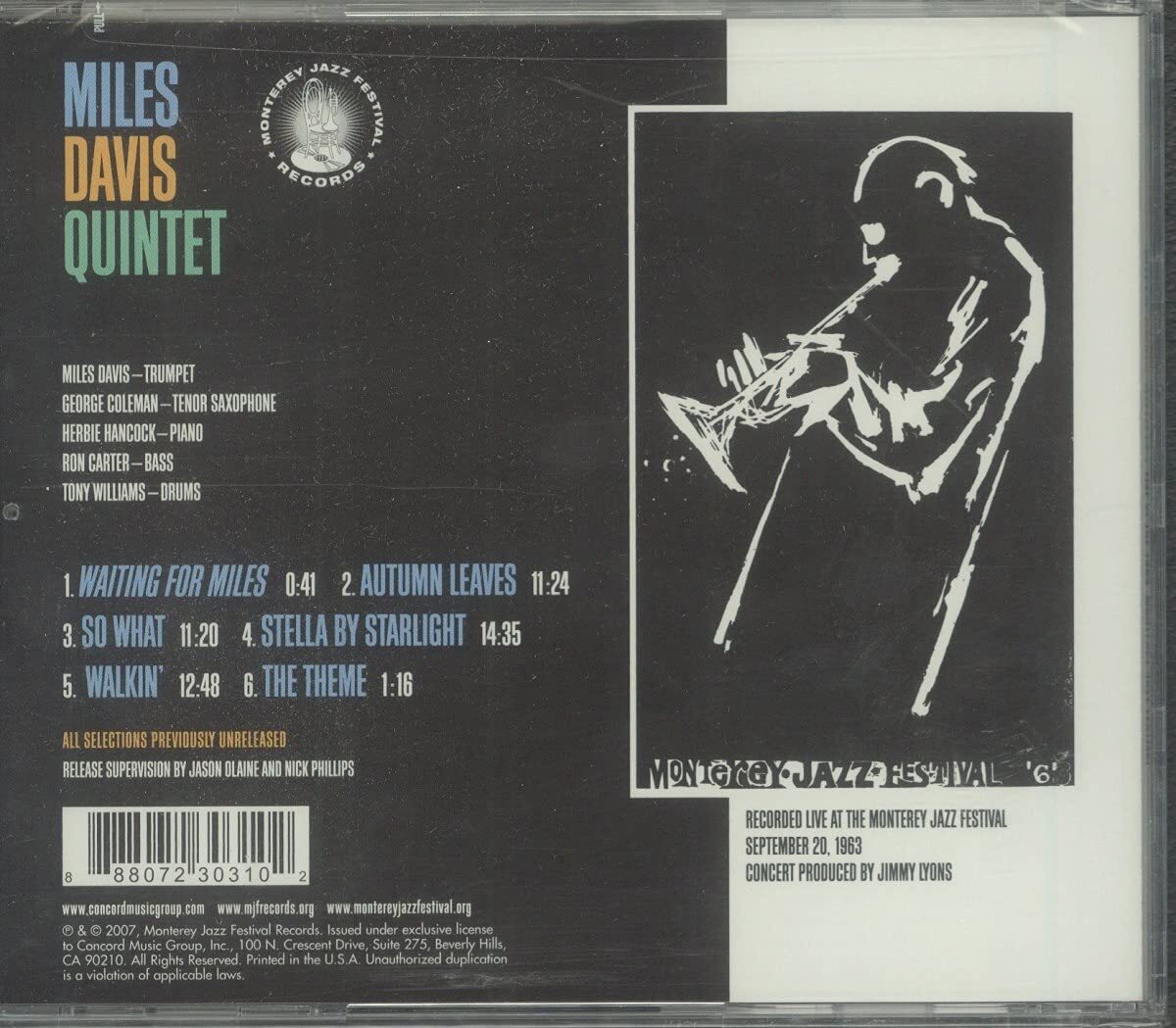 Miles Davis - Live at the 1963 monterey jazz festival - Miles Davis Quintet - CD