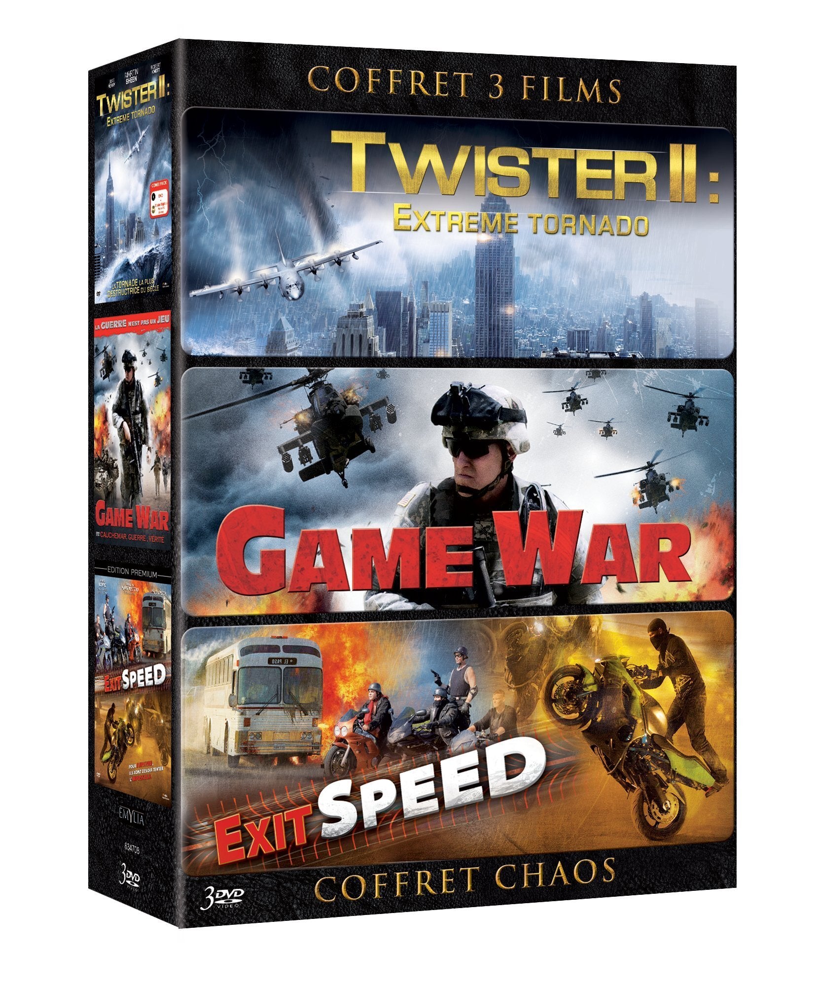 Chaos-Coffret 3 Films : Twister II : Extreme Tornado + Game War + Exit Speed - XXX - DVD
