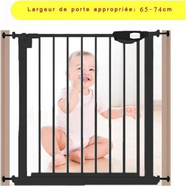 Barrière de Sécurité Extensible Enfant (Largeur de Porte 65-74 cm) Noir -  - Divers