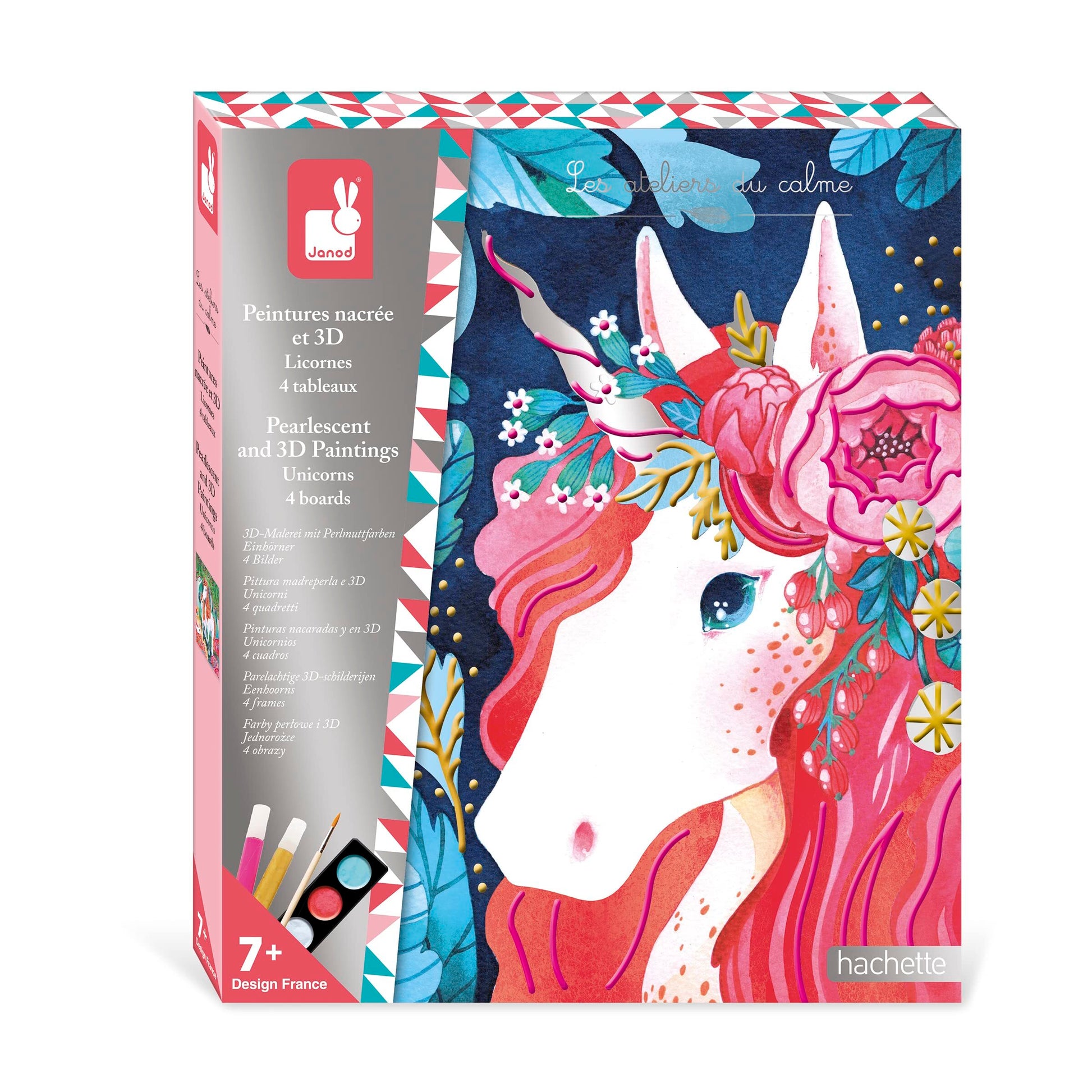 Coffret peintures nacrées et 3d - 4 tableaux licornes -  - jeuSociete