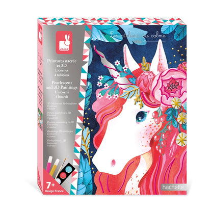 Coffret peintures nacrées et 3d - 4 tableaux licornes -  - jeuSociete