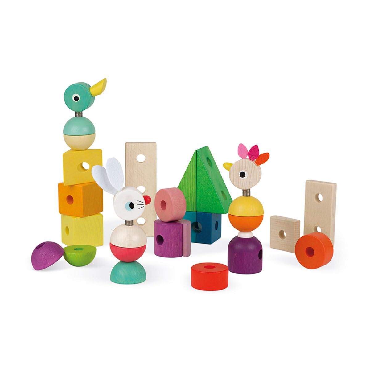 Train géant multicolore en bois zigolos -  - jeuSociete