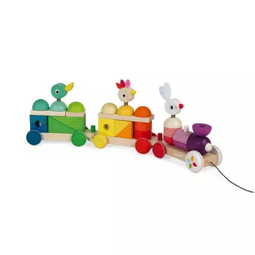 Train géant multicolore en bois zigolos -  - jeuSociete