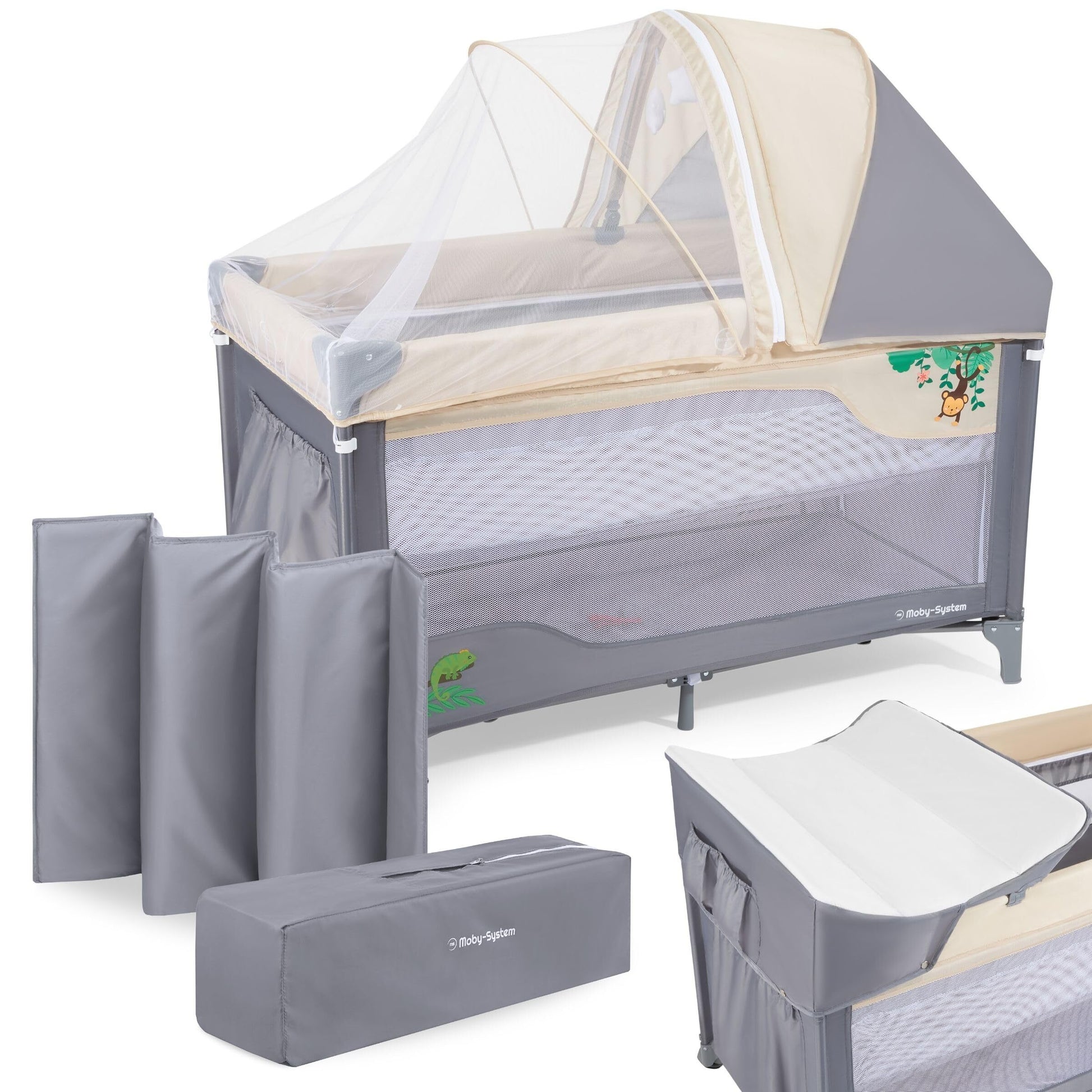 Moby-System 2 en 1 parc bébé & lit parapluie pliable - Table à langer -  - Divers