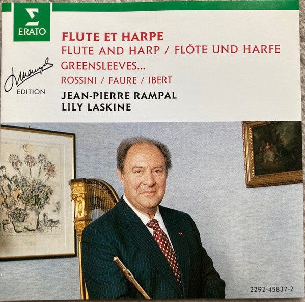 Jean-Pierre Rampal - Flute et harpe, greensleeves? - Fauré, rossini, Lily Laskine, Jean-Pierre Rampal, Ibert - CD