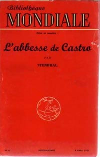 L'abbesse de Castro et autres chroniques italiennes - Stendhal -  Bibliothèque Mondiale - Livre