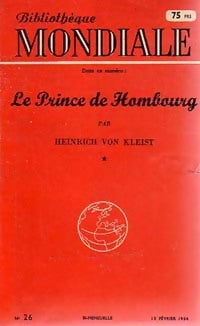 Le prince de Hombourg - Heinrich Von Kleist -  Bibliothèque Mondiale - Livre
