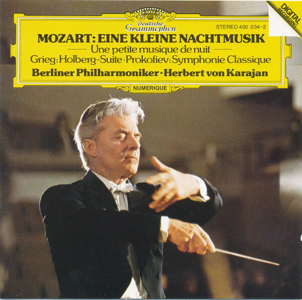 Mozart, Grieg, Prokofiev, Berliner Philharmoniker, Herbert Von Karajan - Eine kleine nachtmusik, holberg - Suite, symphonie classique - Mozart, GRIEG, Herbert Von Karajan, Berliner Philharmoniker, Prokofiev - CD
