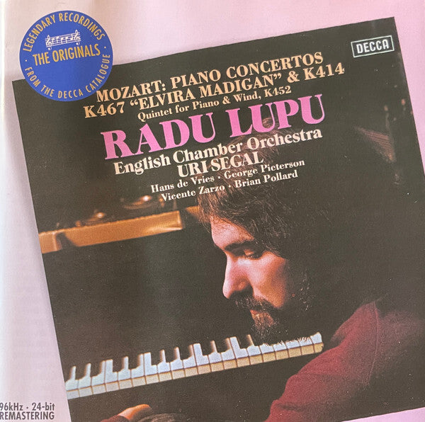 Mozart* - Radu Lupu, English Chamber Orchestra, Uri Segal / Hans de Vries*, George Pieterson, Vicente Zarzo, Brian Pollard - Piano Concertos K.467 Elvira Madigan & K414 / Quintet For Piano & Wind, K45 - Mozart, Radu Lupu, English Chamber Orchestra, Uri Segal, Hans de Vries, George Pieterson, Vicente Zarzo, Brian Pollard - CD