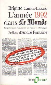 Livrenpoche : L'année 1992 dans le Monde - Brigitte Camus-Lazaro - Livre