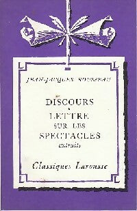 Livrenpoche : Discours / Lettre sur les spectacles - Jean-Jacques Rousseau - Livre