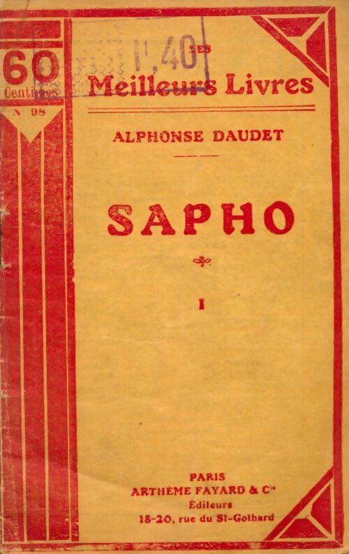 Livrenpoche : Sapho Tome I - Alphonse Daudet - Livre