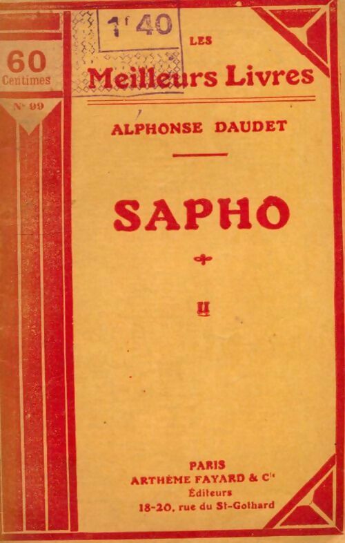 Sapho Tome II - Alphonse Daudet -  Les meilleurs livres - Livre