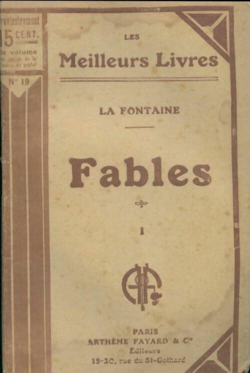 Livrenpoche : Fables Tome I - Jean De La Fontaine - Livre