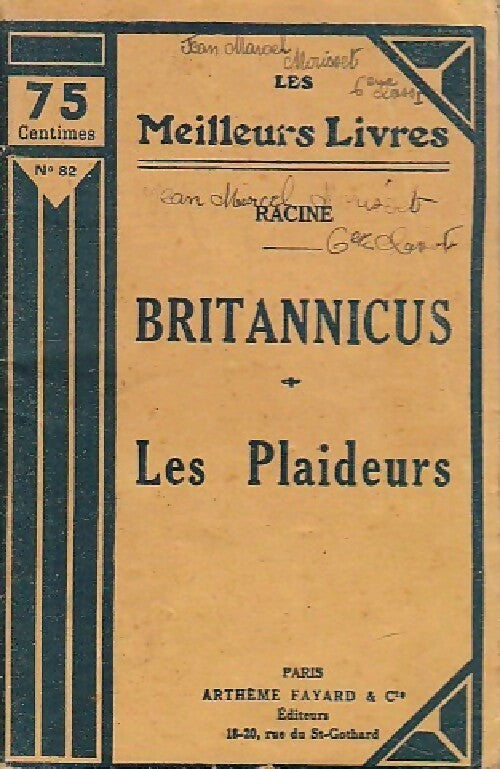 Britannicus / Les plaideurs - Jean Racine -  Les meilleurs livres - Livre