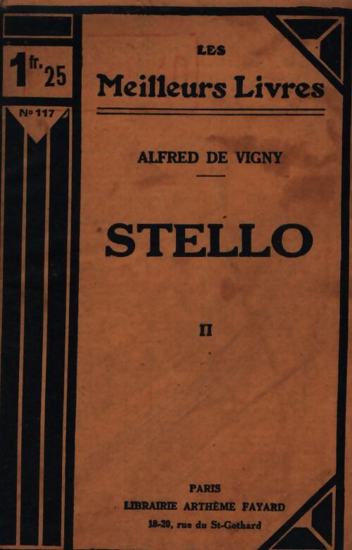 Stello Tome II - Alfred De Vigny - Livre