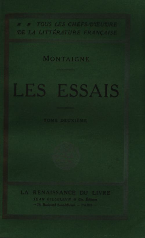 Les essais Tome II - Michel De Montaigne - Livre