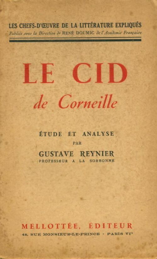 Livrenpoche : Le cid de Corneille - Gustave Reynier - Livre