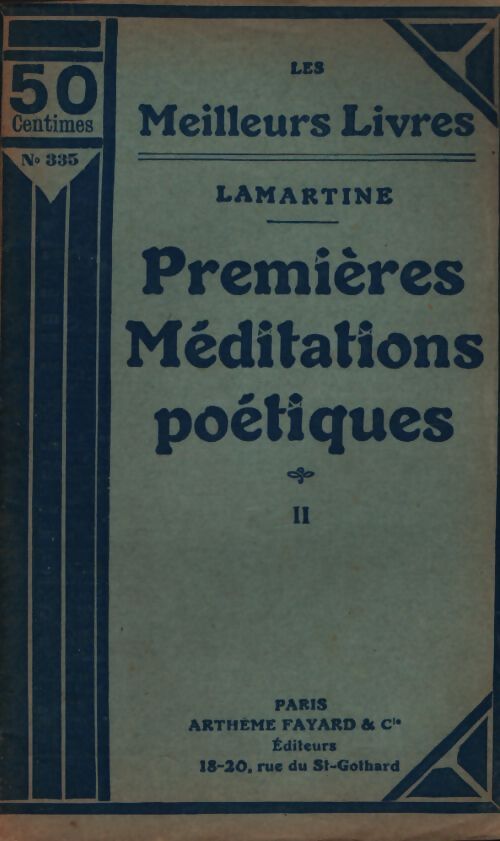 Premières méditations poétiques Tome II - Alphonse De Lamartine - Livre