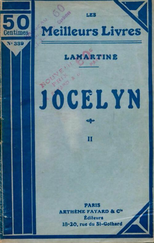 Jocelyn Tome II - Alphonse De Lamartine -  Les meilleurs livres - Livre