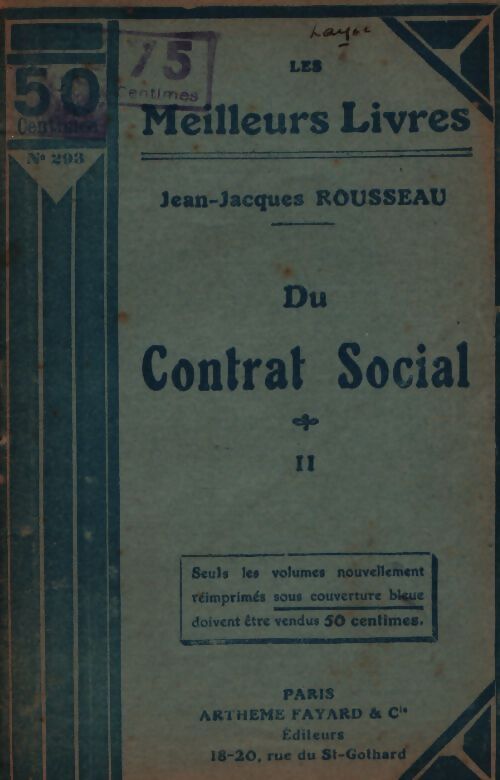 Du contrat social Tome II - Jean-Jacques Rousseau - Livre