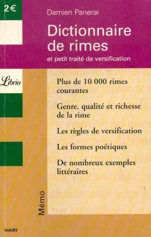 Livrenpoche : Dictionnaire de rimes - Damien Panerai - Livre