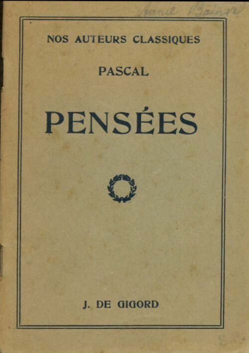 Pensées - Pascal - Livre