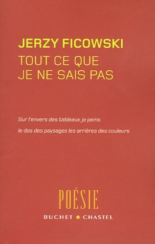 Livrenpoche : Tout ce que je ne sais pas - Jerzy Ficowski - Livre
