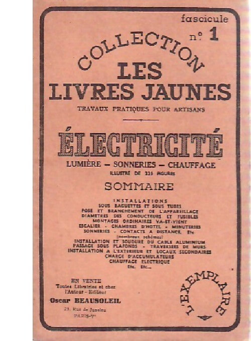Livrenpoche : Electricité : Lumières, sonneries, chauffage - Oscar Beausoleil - Livre