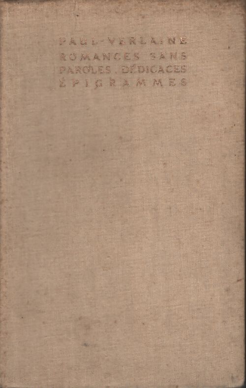 Romances sans paroles / Dédicaces / Epigrammes - Paul Verlaine - Livre