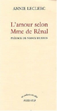 Livrenpoche : L'amour selon Madame de Rênal - Annie Leclerc - Livre