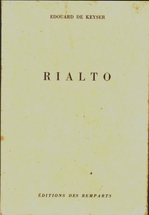 Livrenpoche : Rialto - Edouard De Keyser - Livre