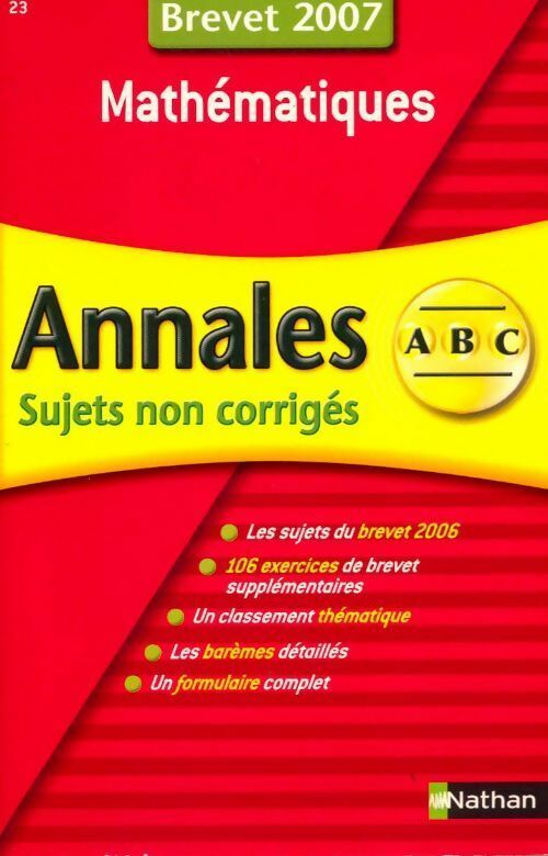 Livrenpoche : Annales Brevet Mathématiques (Sujets non corrigés) - Carole Feugère - Livre
