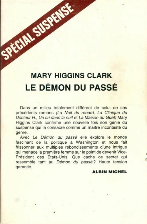 Le démon du passé - Mary Higgins Clark -  Spécial Suspense - Livre