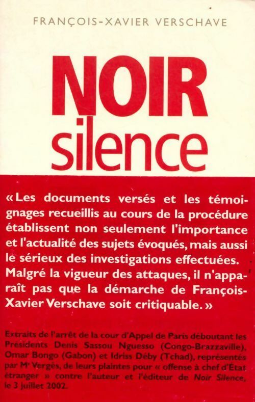 Livrenpoche : Noir silence - François-Xavier Verschave - Livre