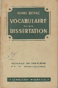 Livrenpoche : Vocabulaire de la dissertation - Henri Bénac - Livre