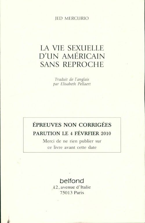 Livrenpoche : La vie sexuelle d'un américain sans reproche - Jed Mercurio - Livre