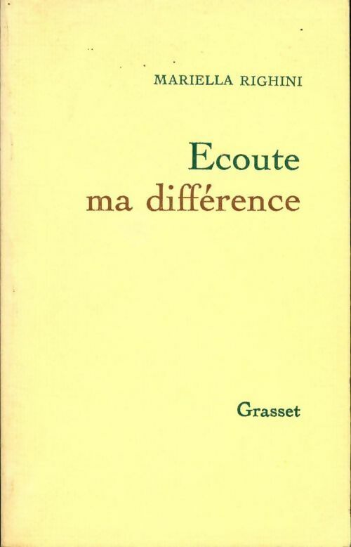 Livrenpoche : Ecoute ma différence - Mariella Righini - Livre