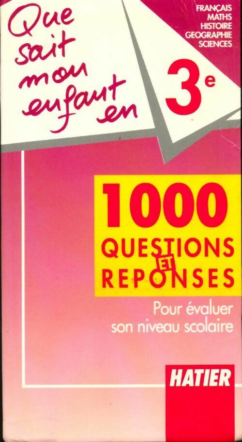 Livrenpoche : Que sait mon enfant en 3e - Inconnu - Livre