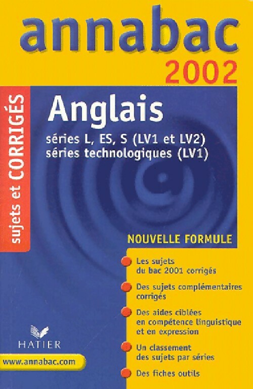 Livrenpoche : Anglais annee 2002. Séries L, ES, S, (LV1 et LV2), Séries technologiques (LV) - Didier Hourquin - Livre