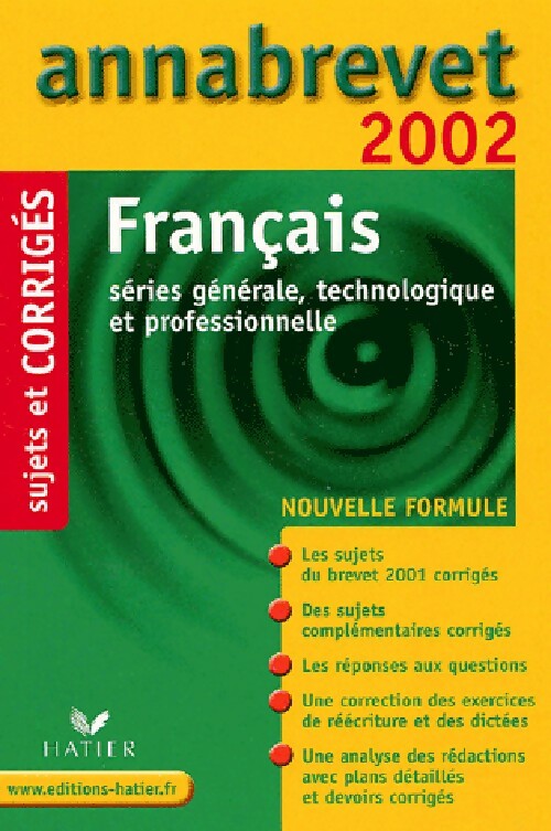 Livrenpoche : Français Brevet Sujets et corrigés 2002 - Cécile De Cazanove - Livre