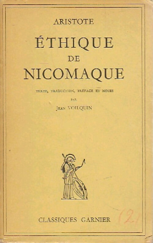 Ethique de Nicomaque - Aristote - Livre