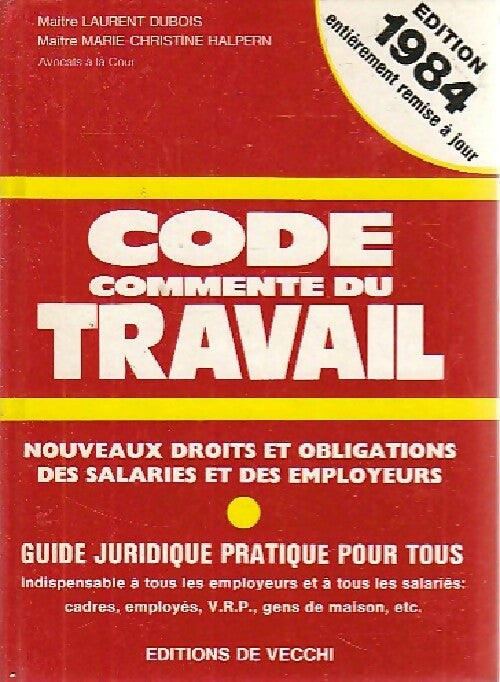 Code commenté du travail 1984 - Inconnu -  De Vecchi poche - Livre